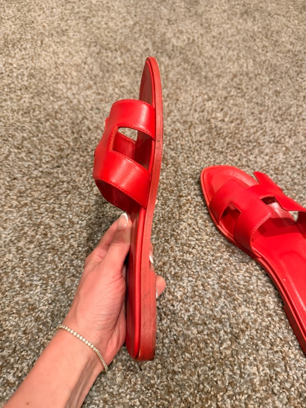 Hermes Oran RED sandals 38 - Picture 9 of 10